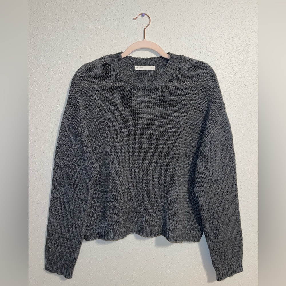 OAK + FORT Gray Crew Neck Sweater Minimalist Design